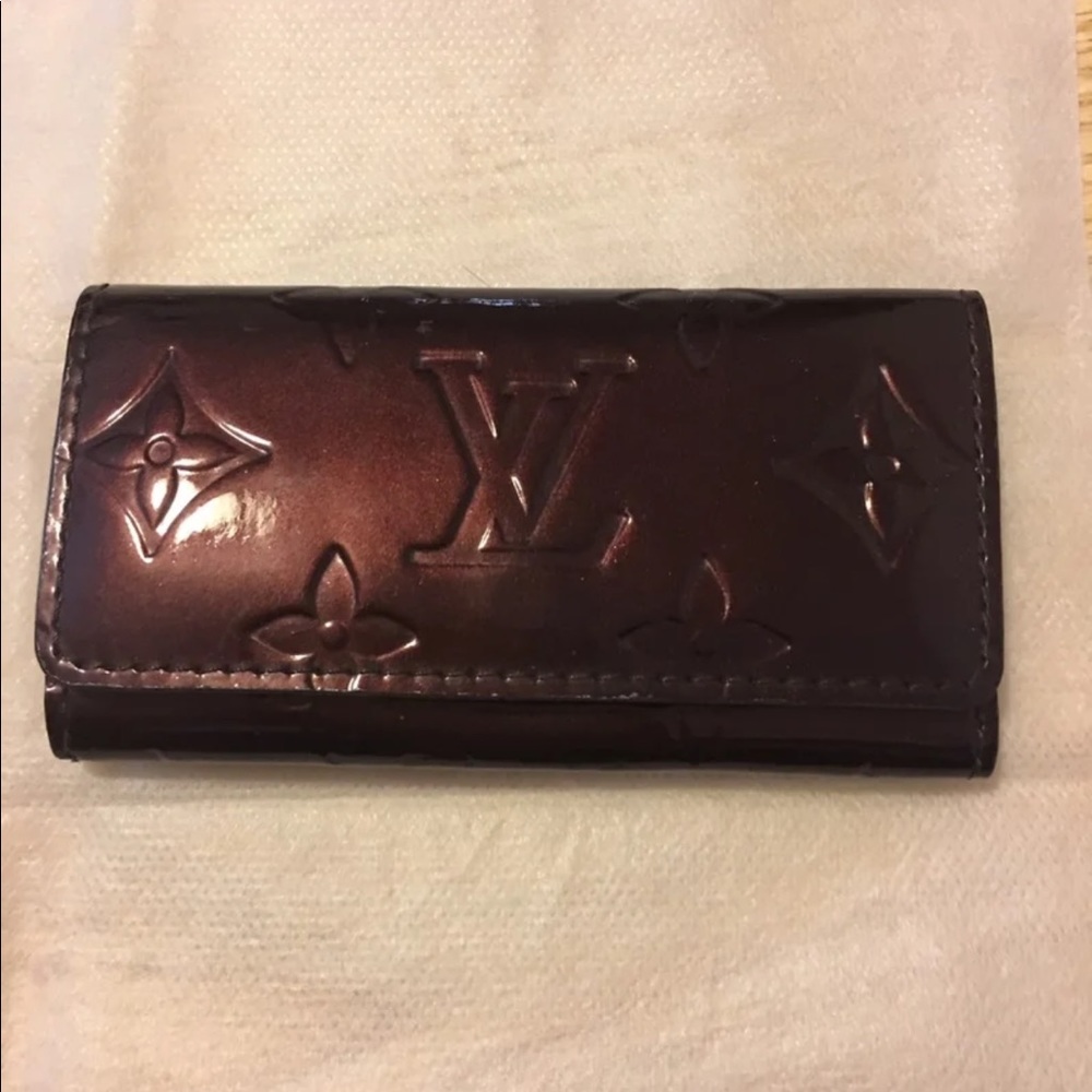 Louis Vuitton wine color key ring wallet holder